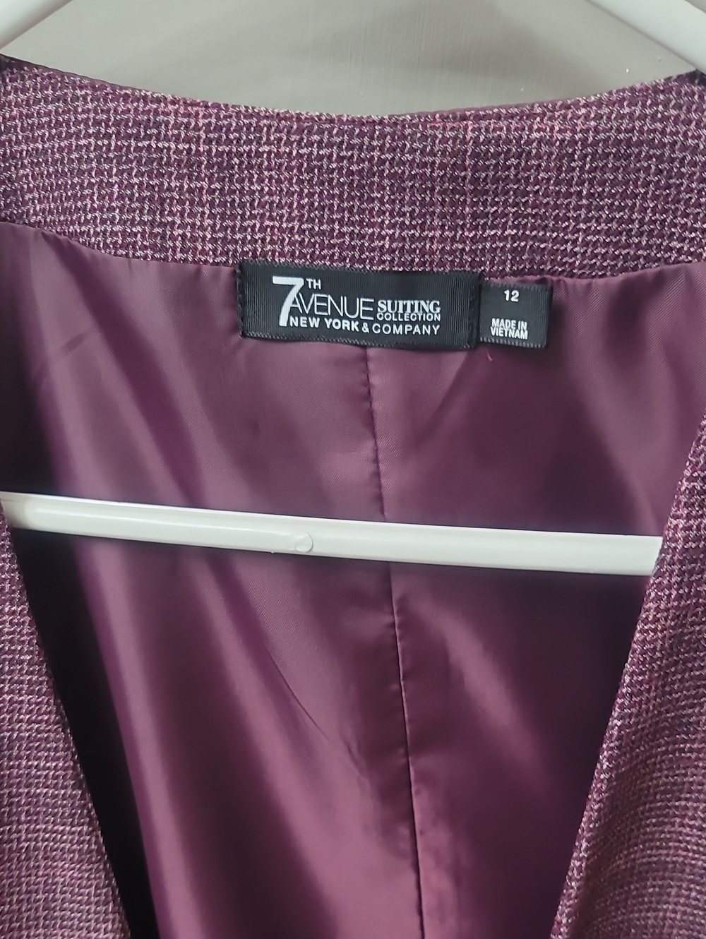 Slim Fit Purple Plaid Women's Suit Vest & Pants Set New York & Company - Picture 2 of 4